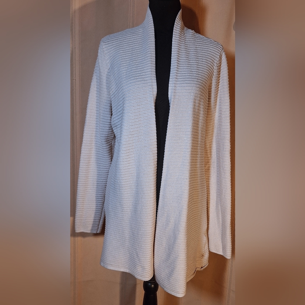 CYRUS Cream Open-Front Ribbed Cardigan